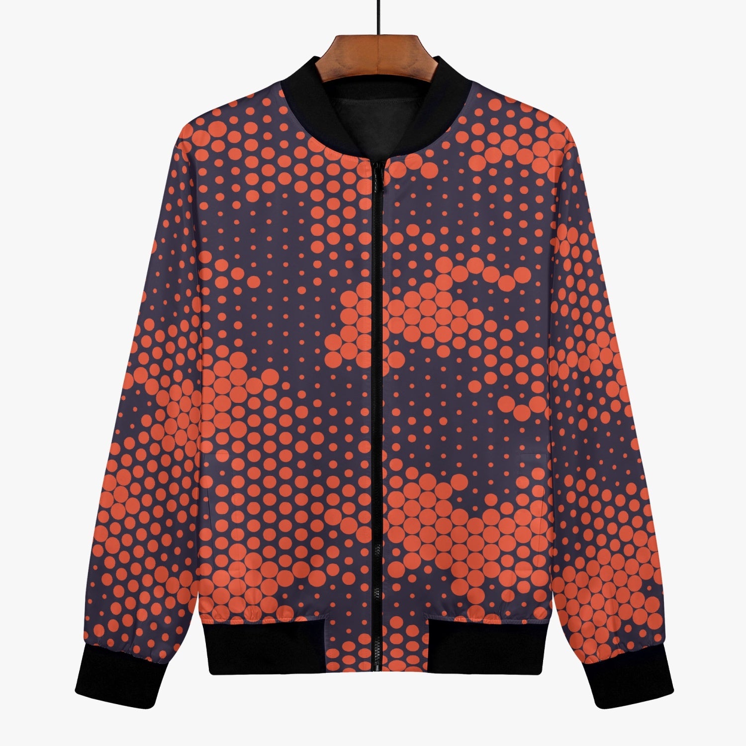 Women's Camo Bomber Jacket | Orange and Blue Digital