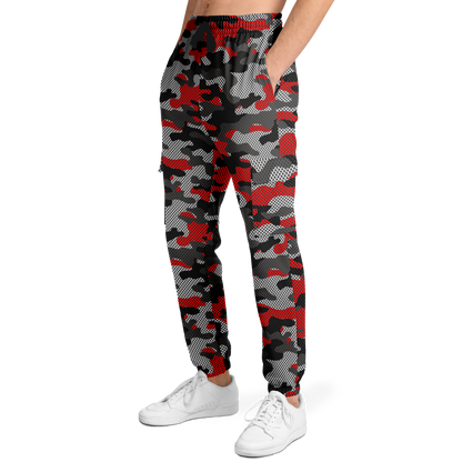 Red Camo Cargo Pants | Mixed Black and Gray Pixel Camouflage