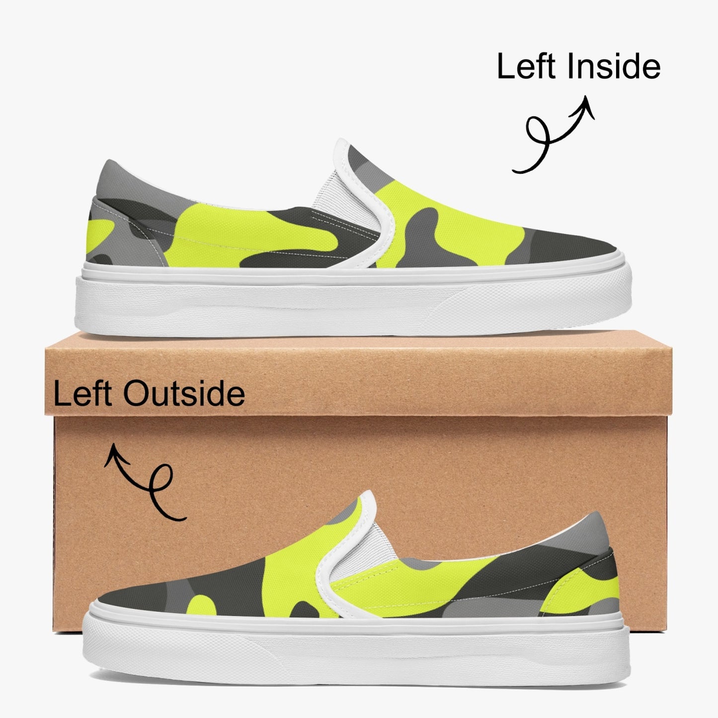 Camo Slip-On Shoes | Yellow, Black and Gray Camouflage