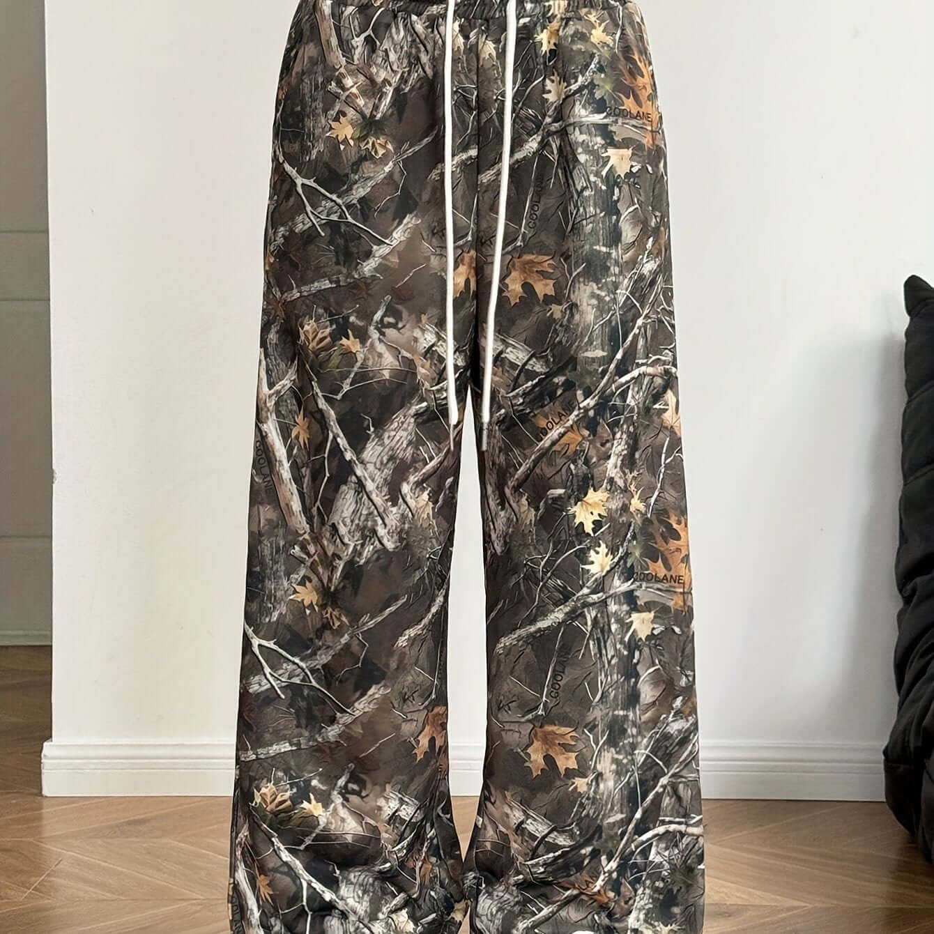 Women's Camo Wide Leg Pants | Loose Fit Drawstring Waist