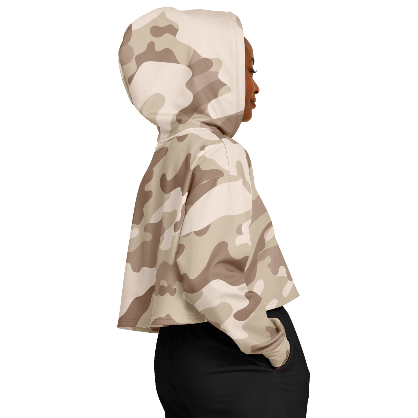 Cropped Hoodie For Women | Brown Desert Camouflage