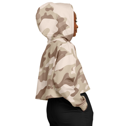 Cropped Hoodie For Women | Brown Desert Camouflage