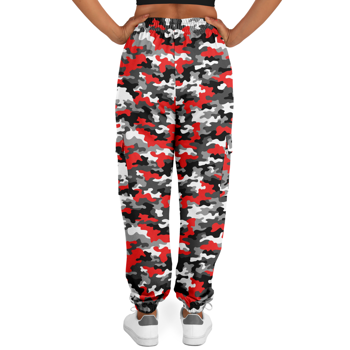 Red Camo Cargo Pants | Mixed Gray, Black, and White | Unisex