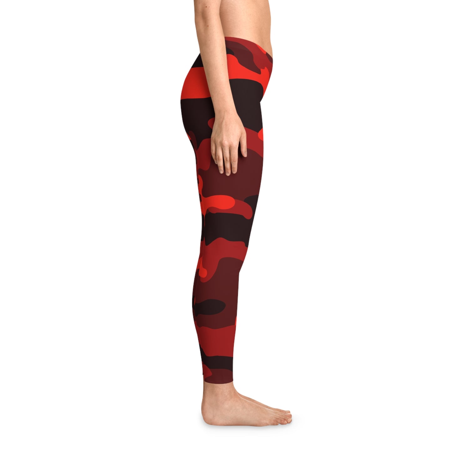 Red & Black Camo Leggings For Women | Mid Waist Fit