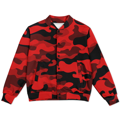 Red Camo Baseball Jacket | Unisex, Premium, Heavyweight Coat