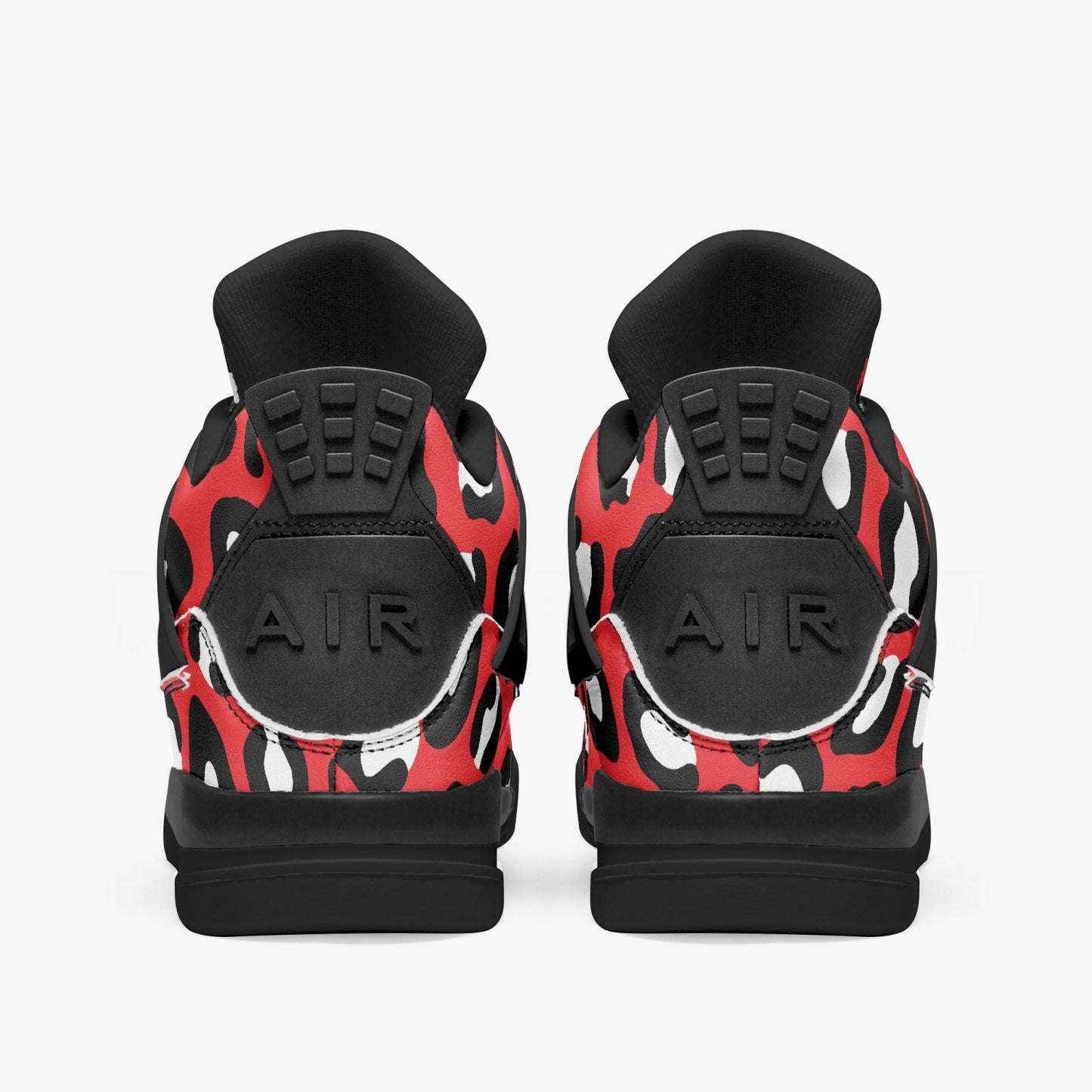 Leopard Jordans AJ4 | Red, Black and White Pattern