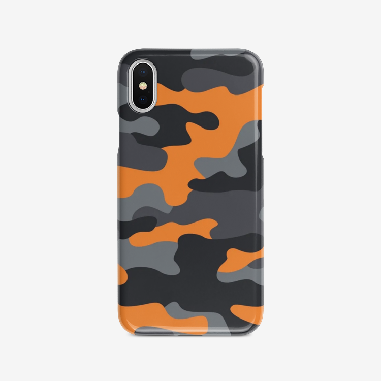 Camo Phone Case | iPhone | Orange, Black, & Gray Camouflage