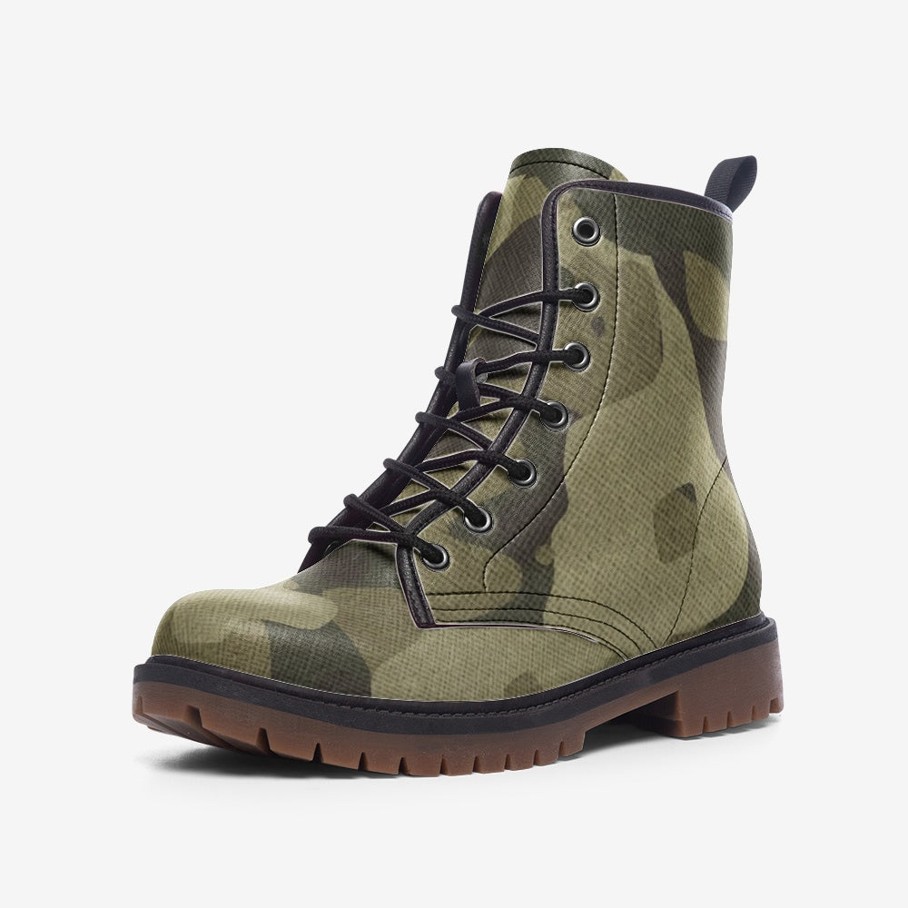 Camo Boots | Leather Camouflage in Green Fabric