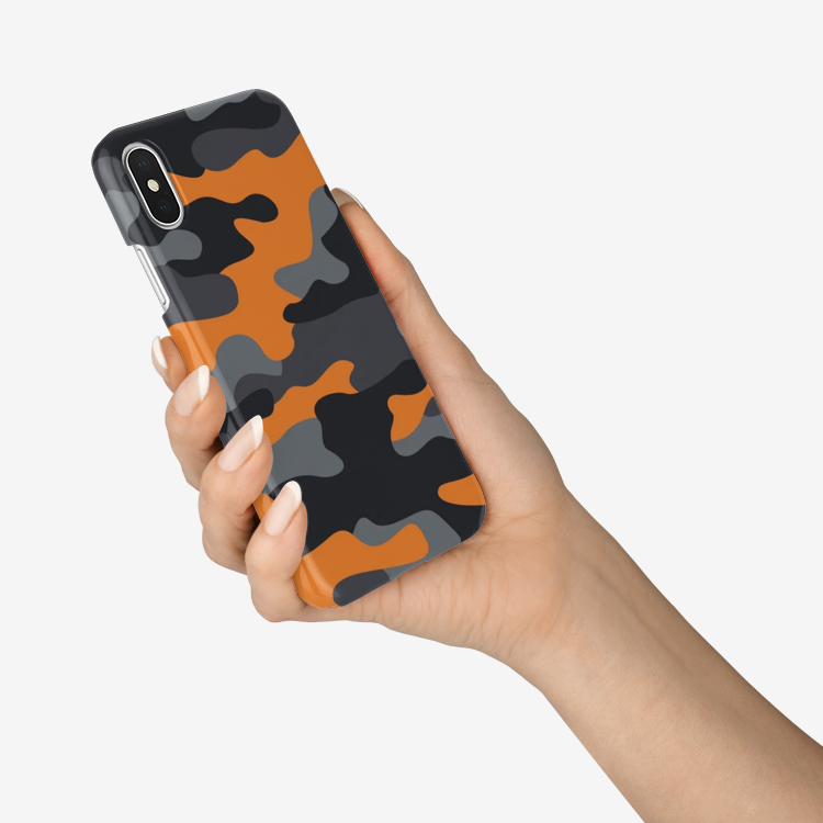 Camo Phone Case | iPhone | Orange, Black, & Gray Camouflage