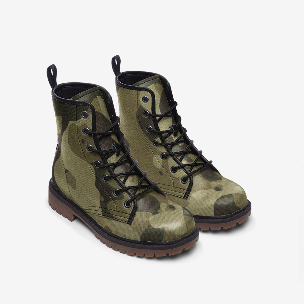 Camo Boots | Leather Camouflage in Green Fabric