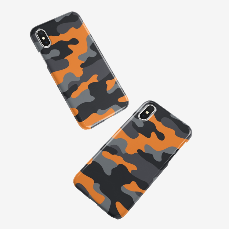 Camo Phone Case | iPhone | Orange, Black, & Gray Camouflage