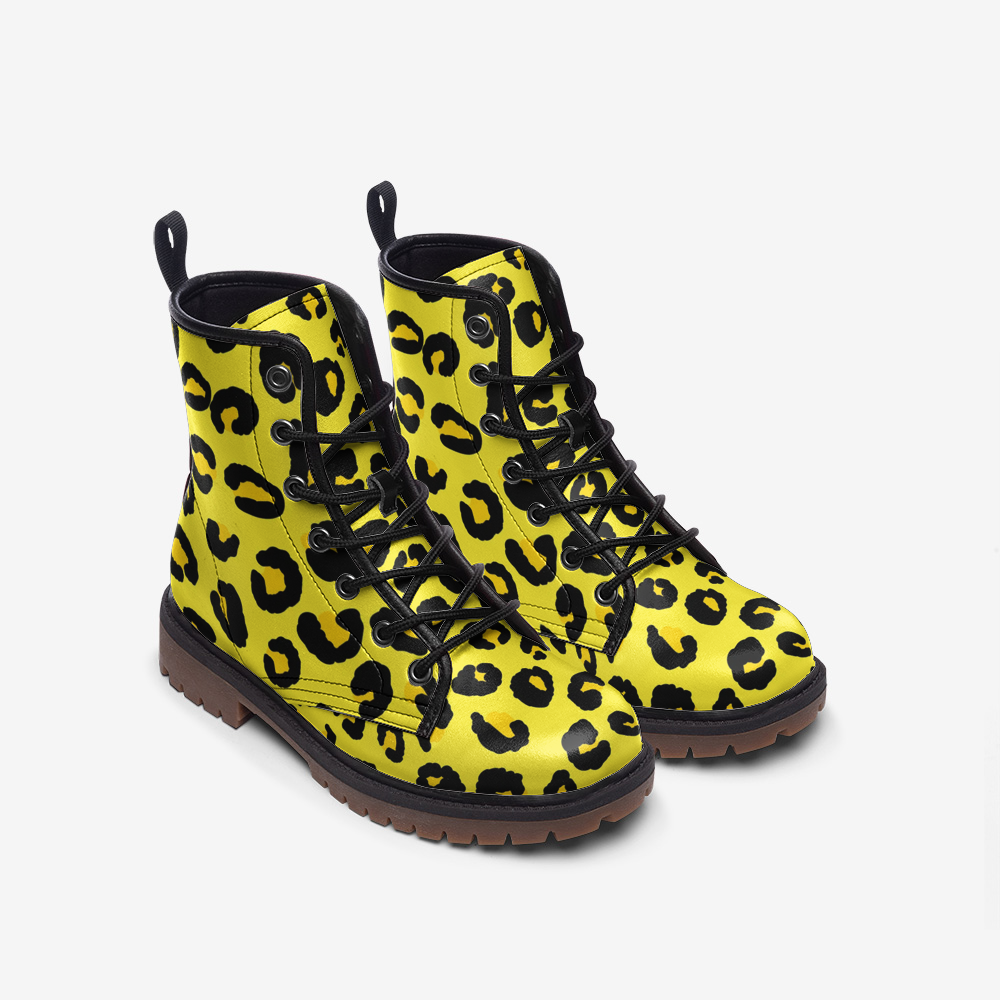 Leopard Boots | Lightweight Leather | Yellow and Black