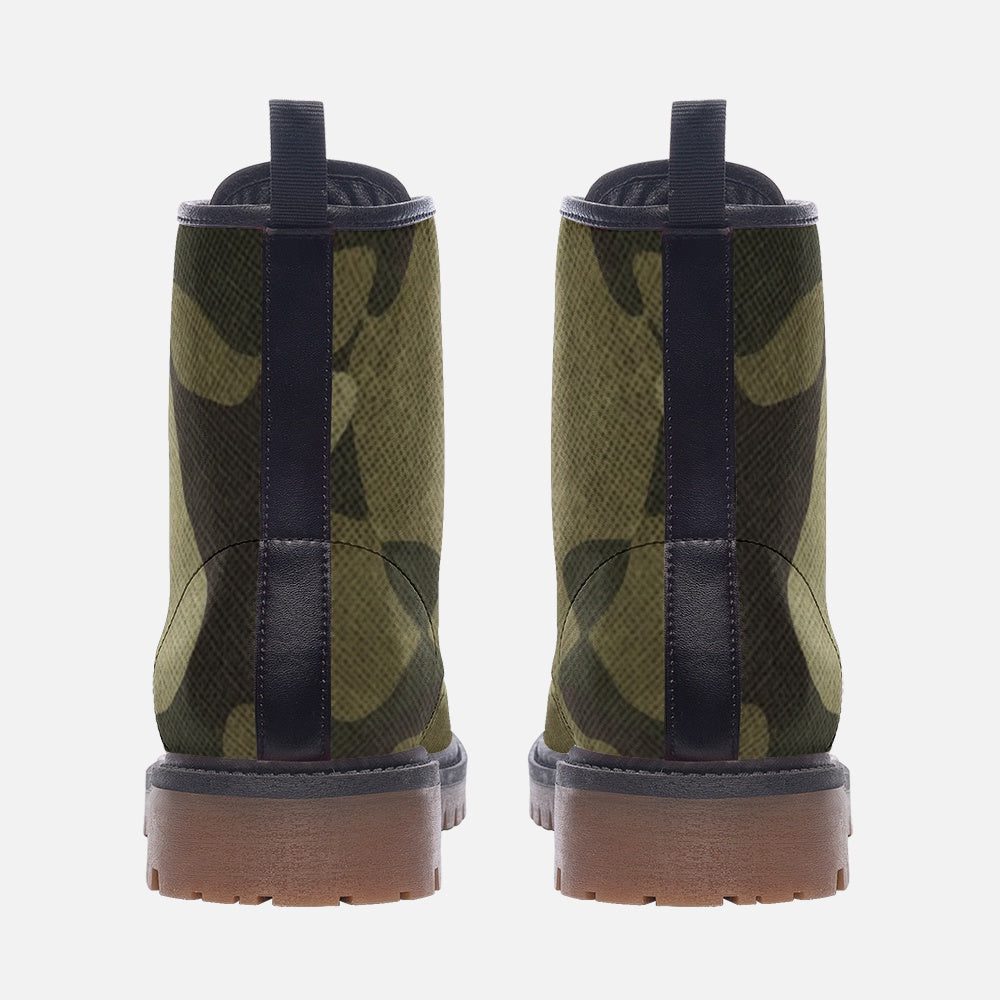 Camo Boots | Leather Camouflage in Green Fabric