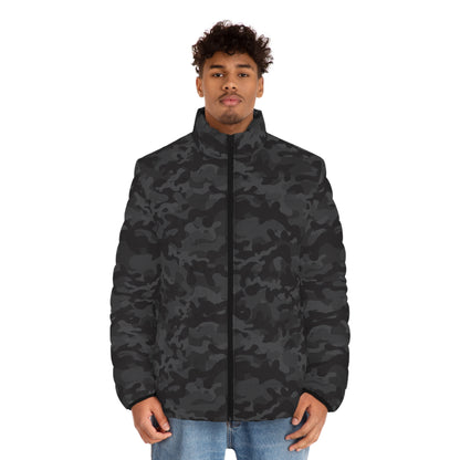 Black Camo Puffer Jacket For Men | Army Camouflage