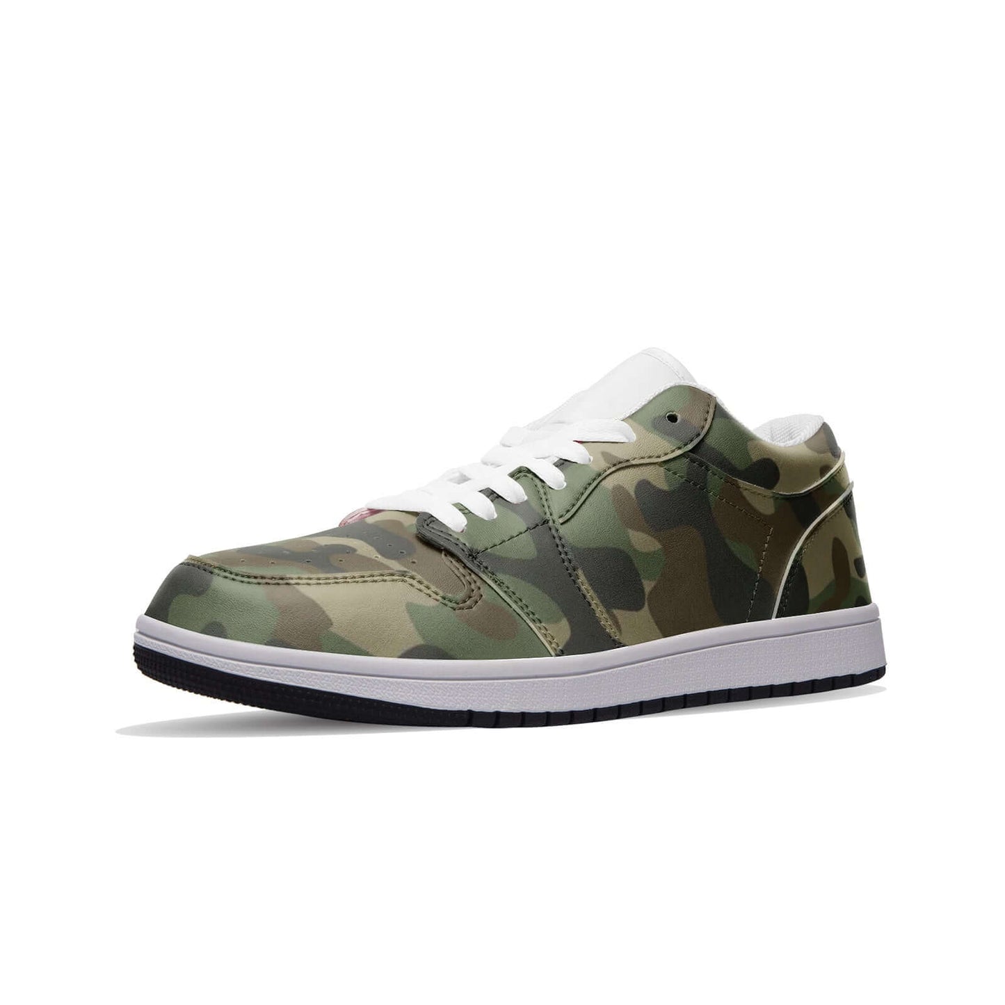 Camo Low Top Leather Sneakers | Military Brown