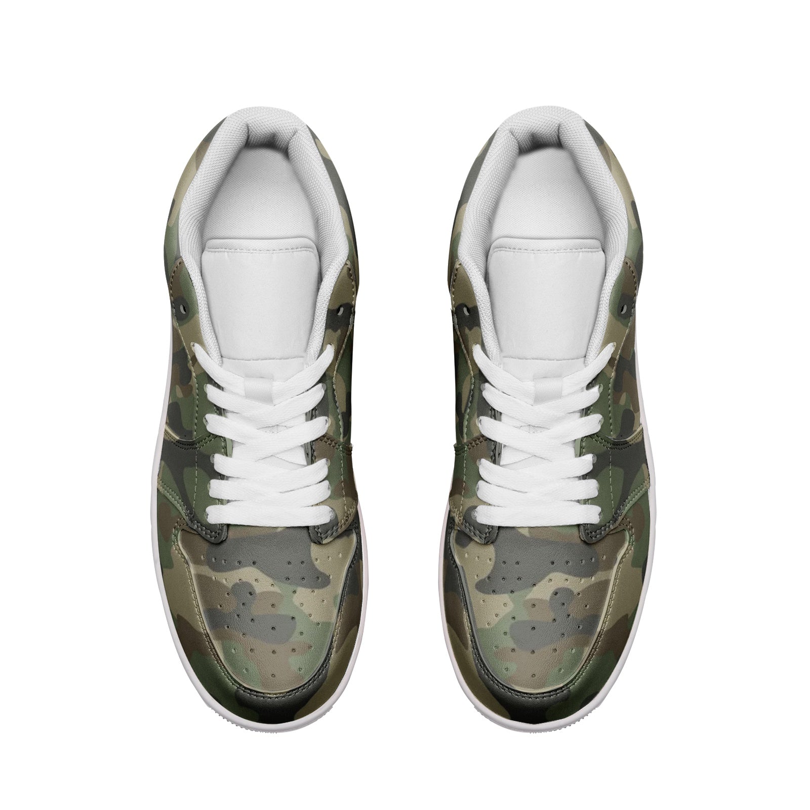 Camo Low Top Leather Sneakers | Military Brown