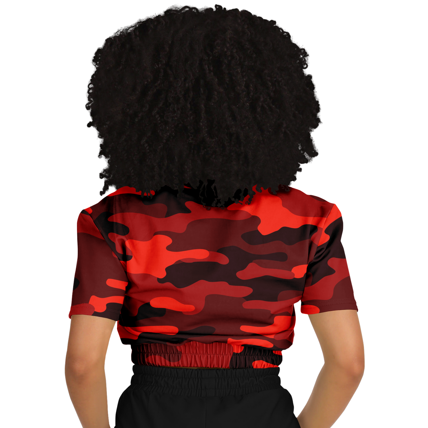 Camo Crop Top Sweatshirt | Scarlet Red & Black Camouflage