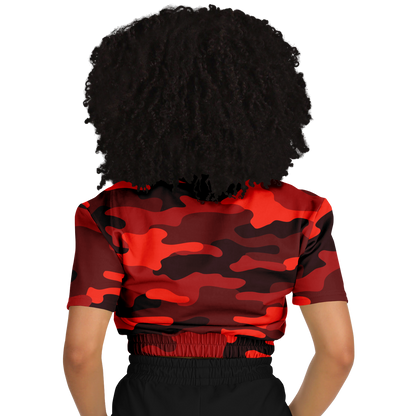 Camo Crop Top Sweatshirt | Scarlet Red & Black Camouflage