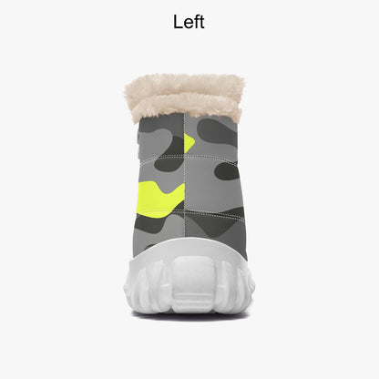 Camo Boots | Cotton-pad Fur Zipper Up | Yellow, Black & Gray