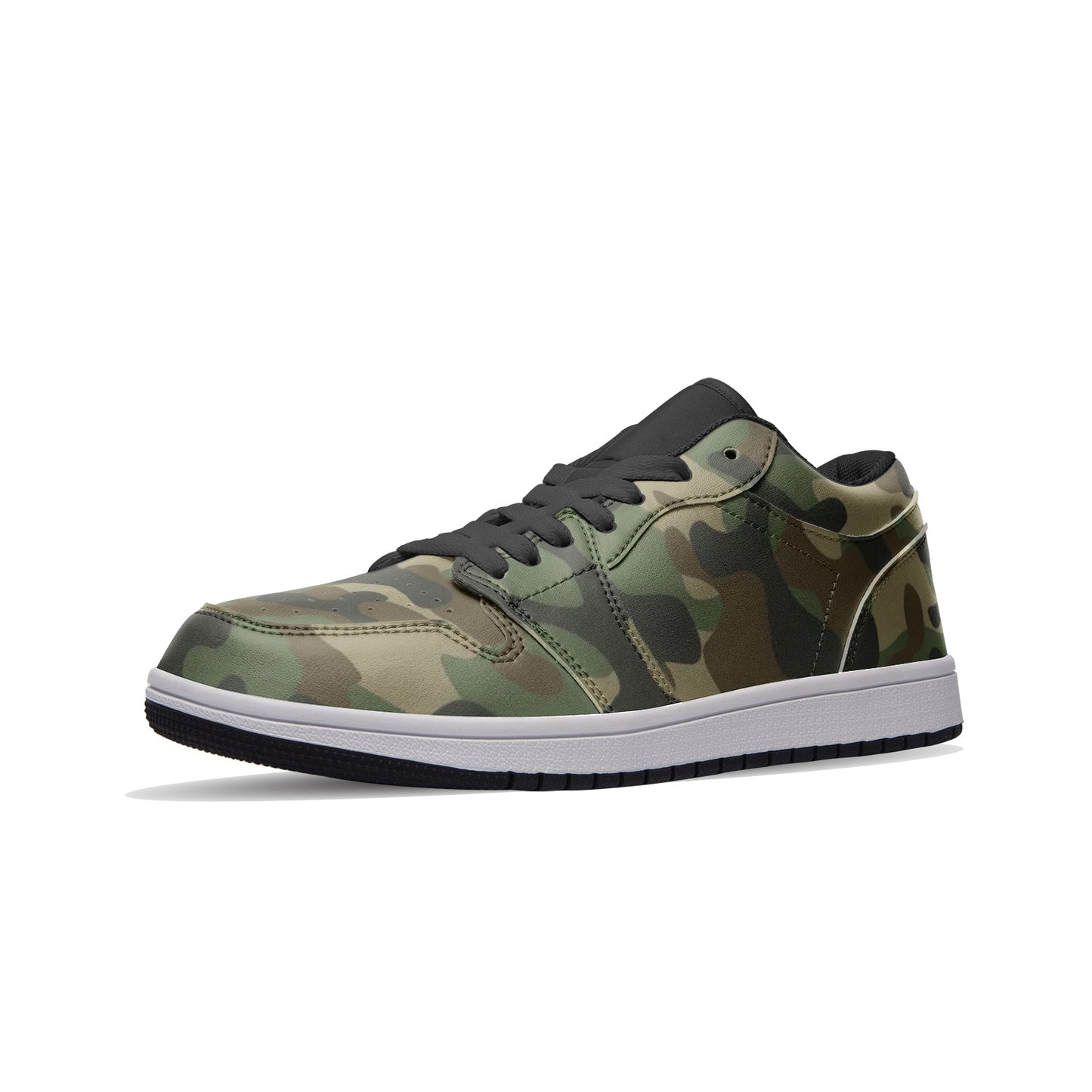 Camo Low Top Leather Sneakers | Military Brown