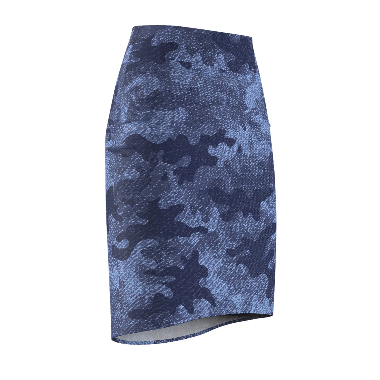 Camo Mini Skirt | Pencil Cut | Denim Blue