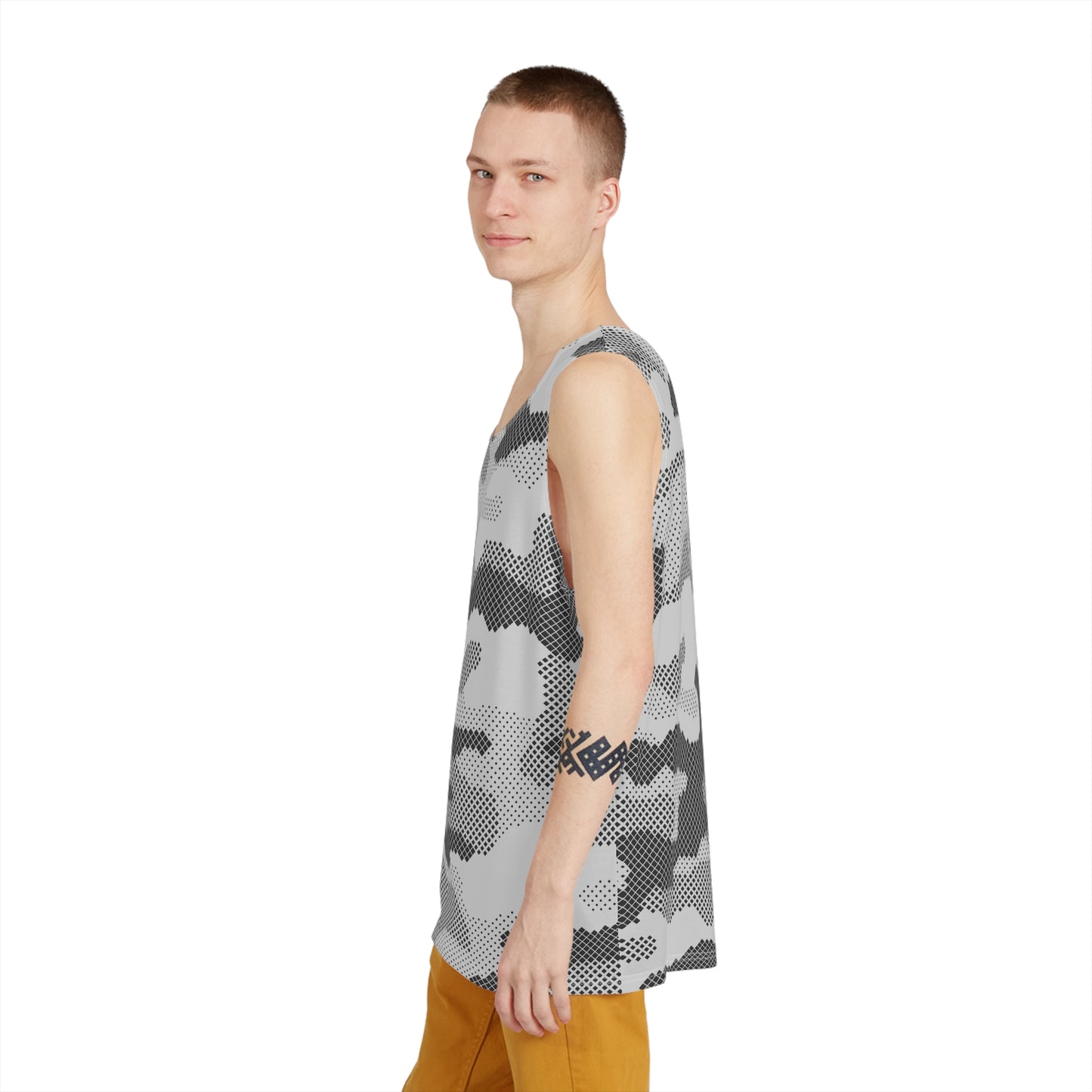 Men's Camo Tank Top | Black & White Digital | Loose Fit