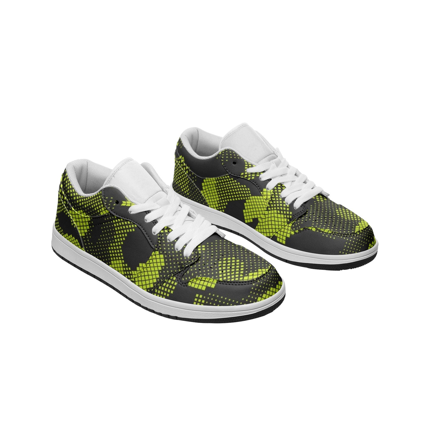 Green Dotted Camo Sneakers | Unisex Low Top Leather