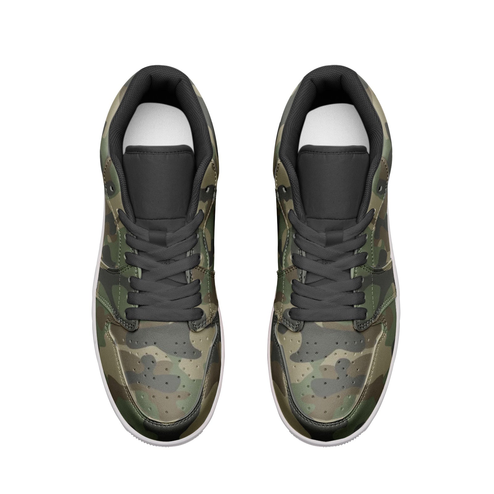 Camo Low Top Leather Sneakers | Military Brown