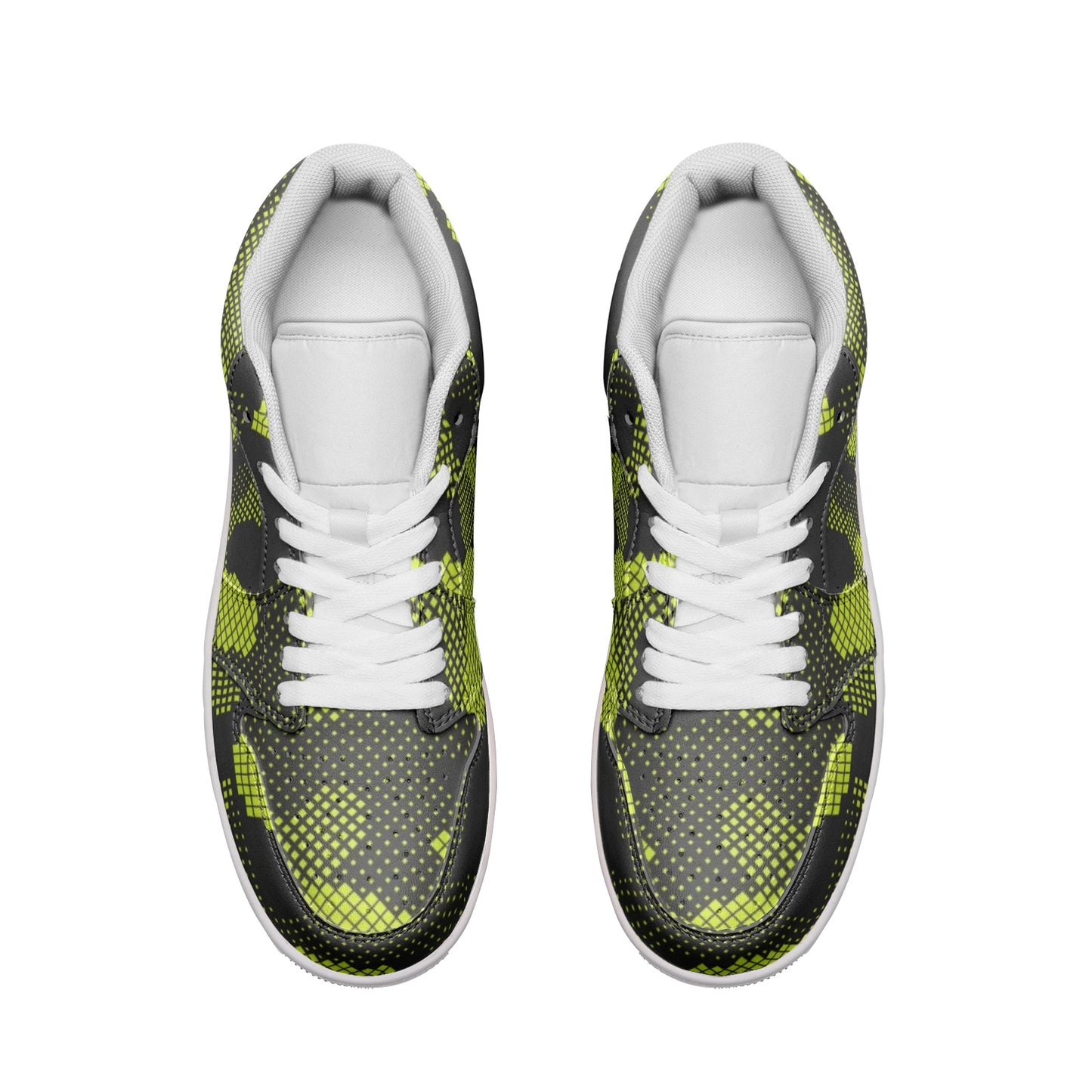 Green Dotted Camo Sneakers | Unisex Low Top Leather