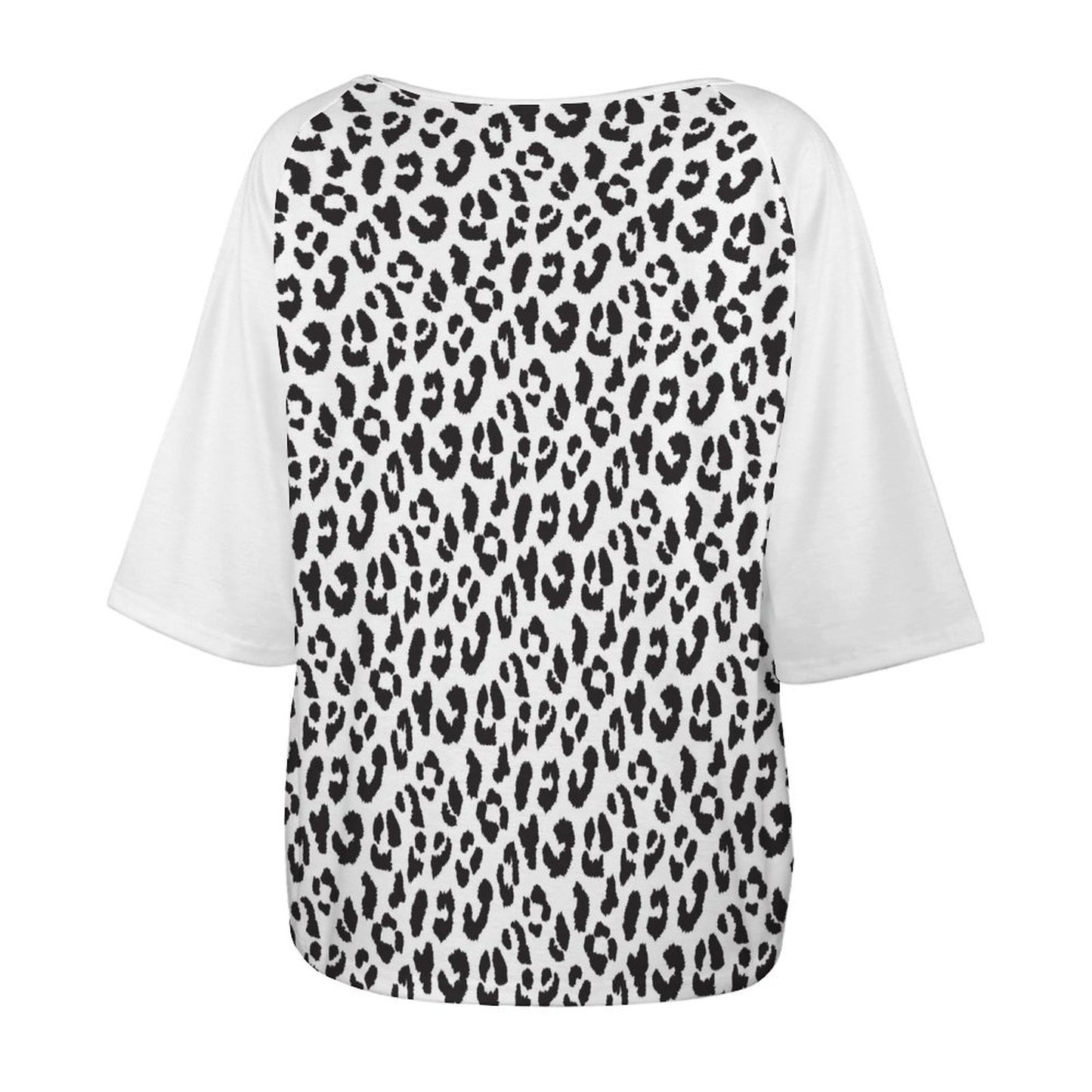 Off The Shoulder Top | Raglan Style | Black and White Leopard Print