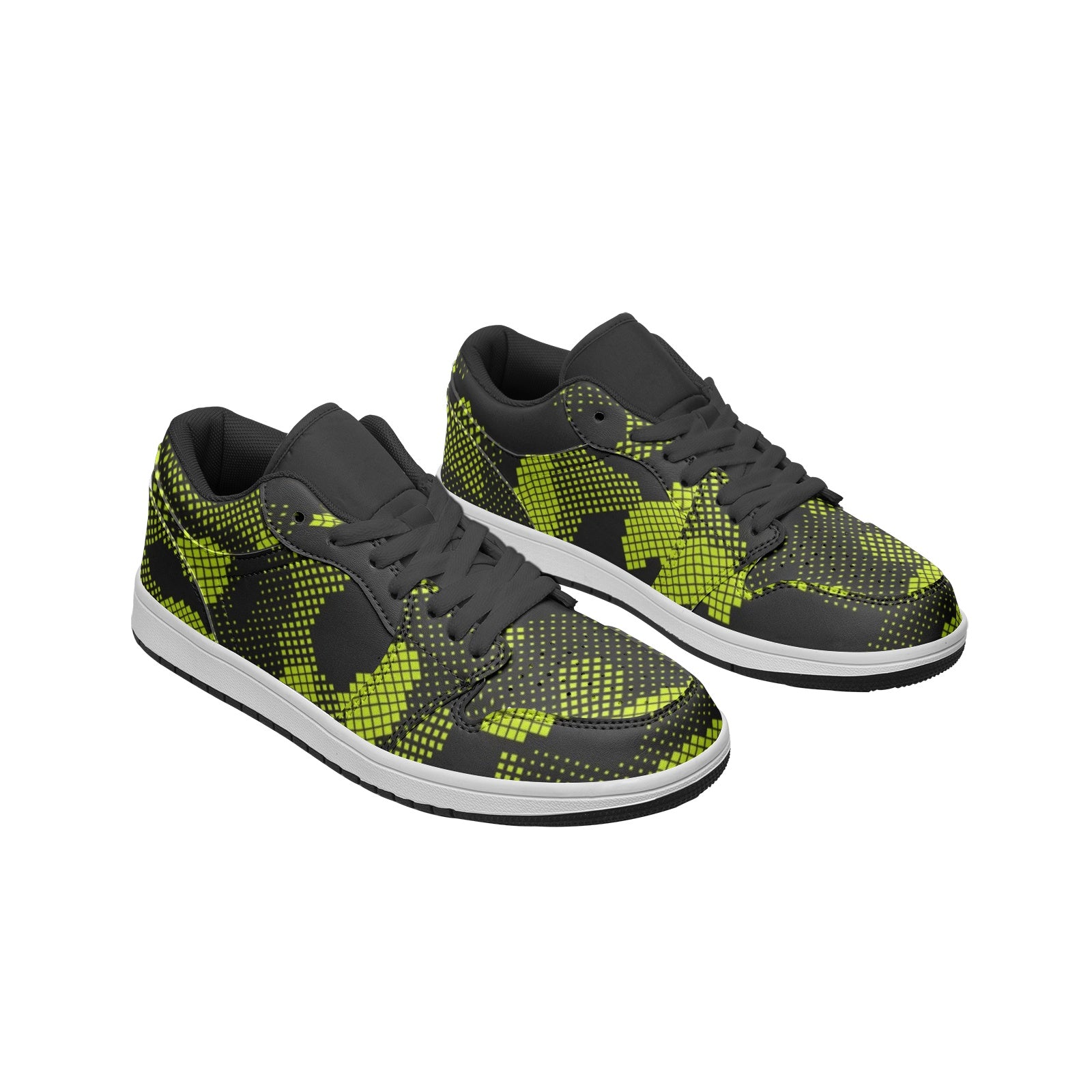 Green Dotted Camo Sneakers | Unisex Low Top Leather