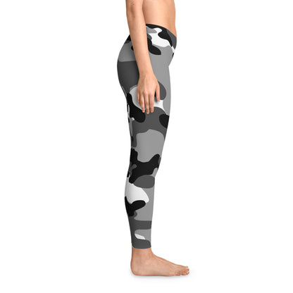 Gray, Black, and White Camo Leggings For Women