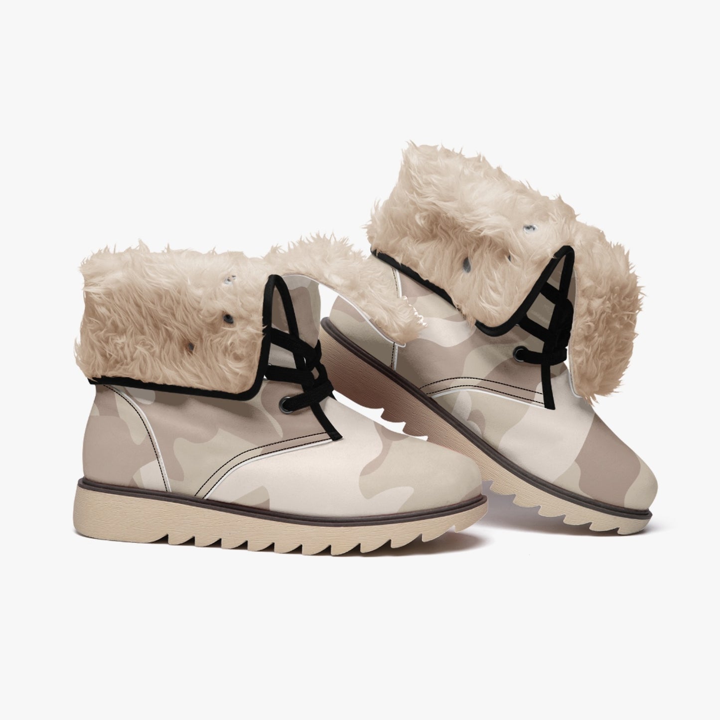 Camo Boots | Desert Brown Cotton-Pad Fur Lining