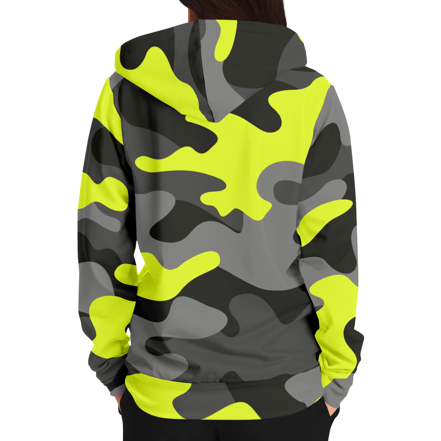 Zip-Up Hoodie | Yellow, Black, and Gray Camouflage