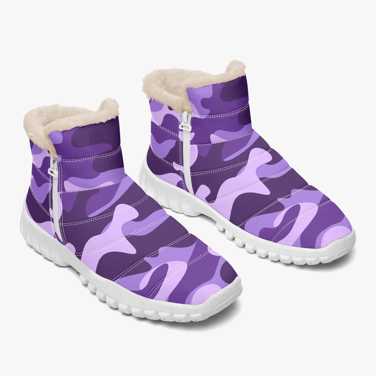 Camo Boots | Cotton-pad Fur Zipper Up | Purple and Blue