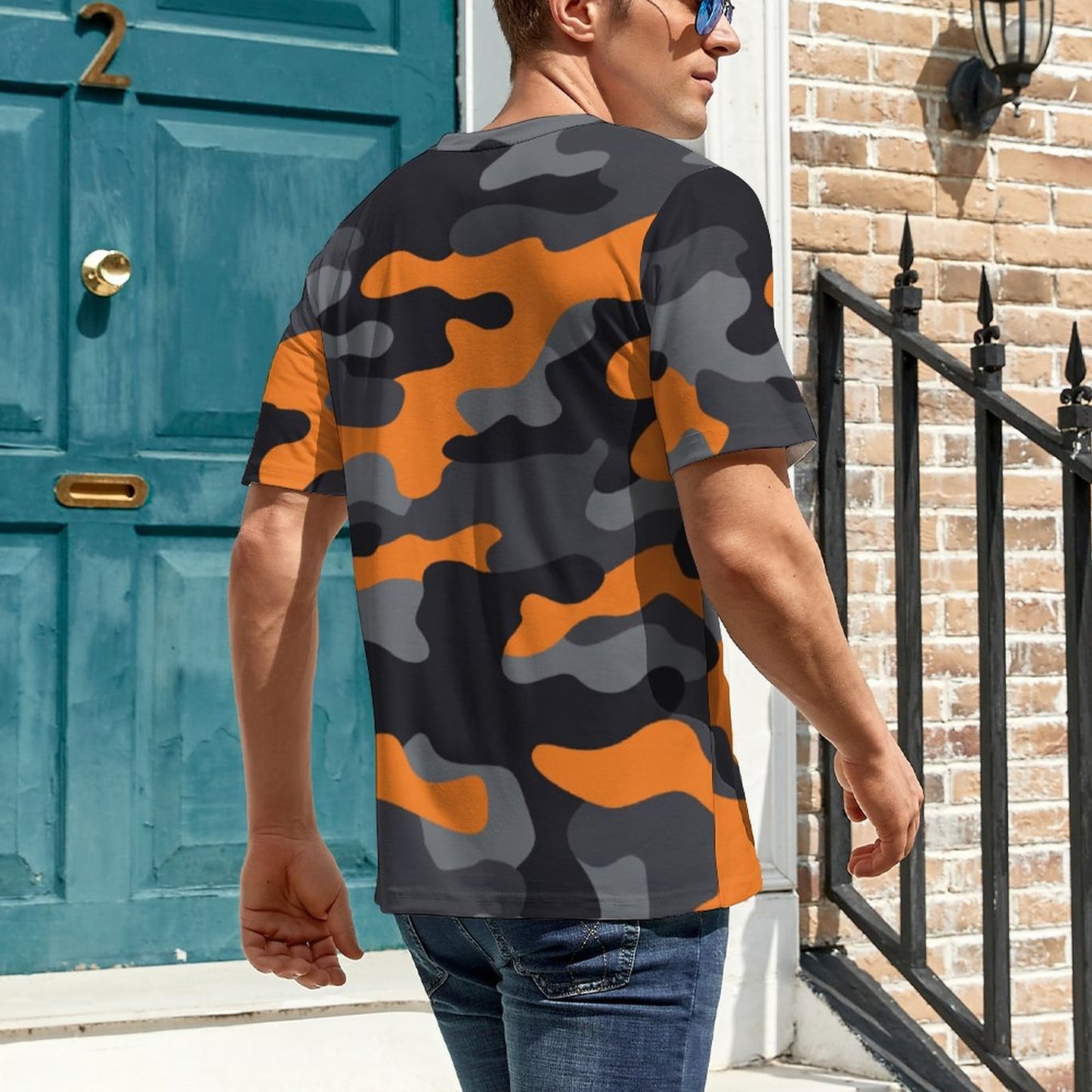 Camo Shirt | Orange, Gray & Black Camouflage T