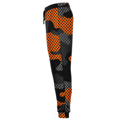 Camo Joggers | Unisex | Black & Orange Pixel