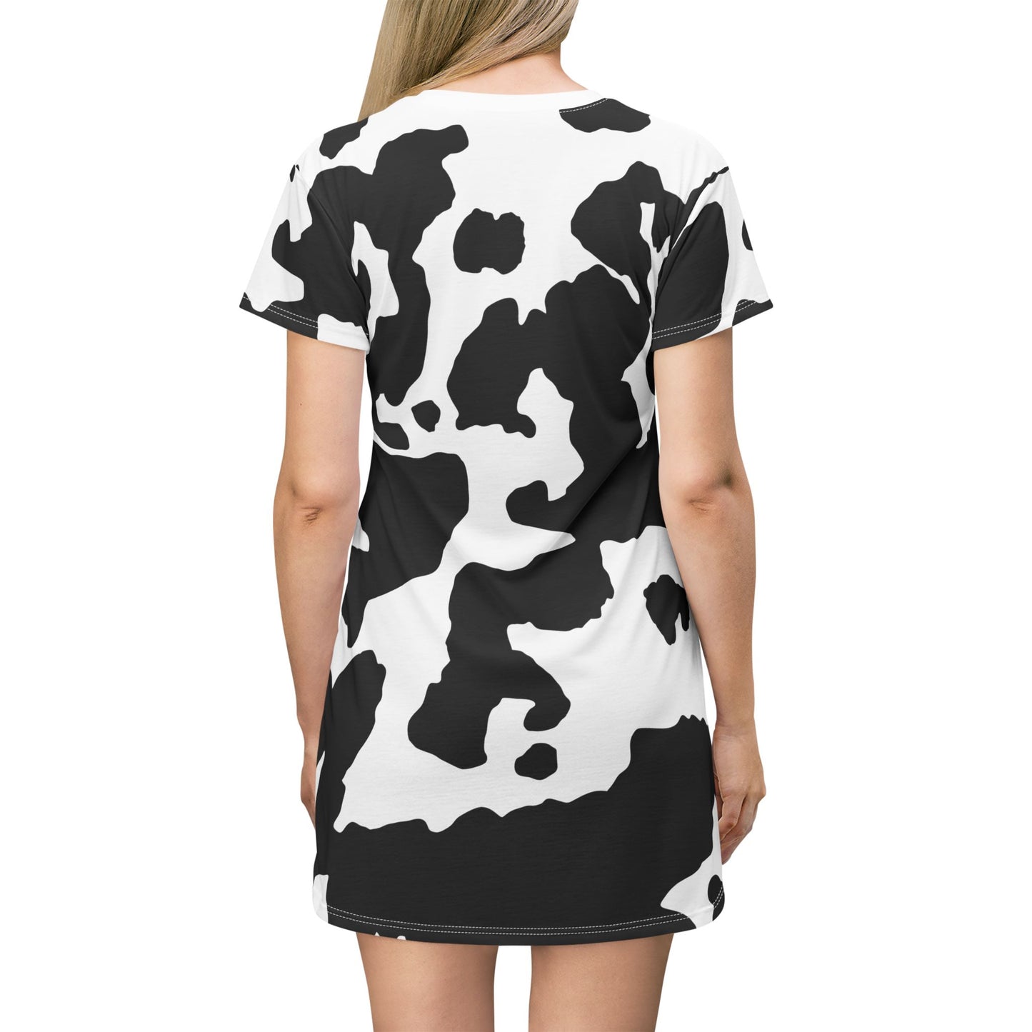 Camo T-Shirt Dress | Black and White Cow Camouflage