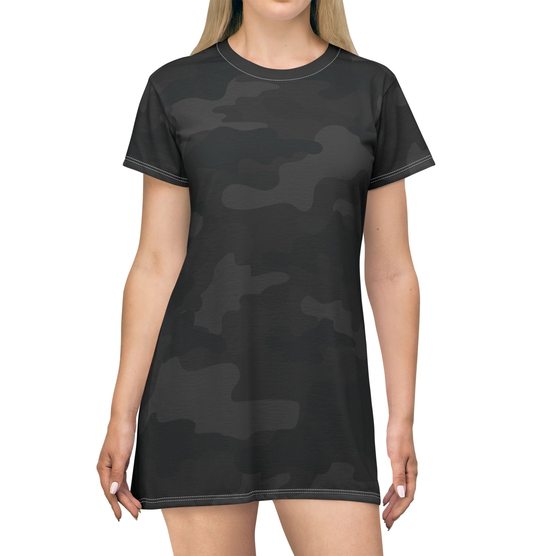 Camo T-Shirt Dress | Black Camouflage