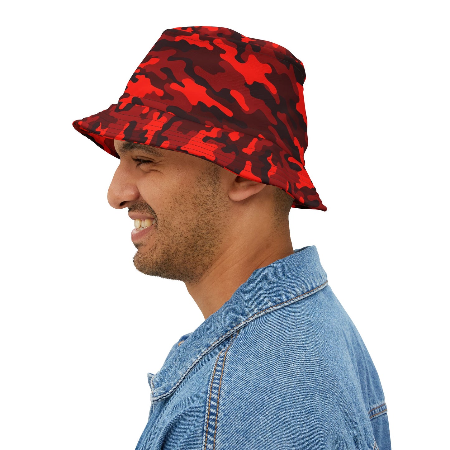 Camo Bucket Hat | Scarlet Red & Black Camouflage