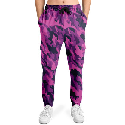 Pink Camo Cargo Pants | Blue & Magenta Mixed Camouflage