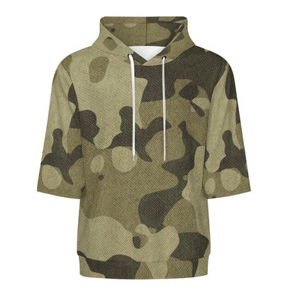 Short Sleeve Hoodie | Green Fabric Camouflage