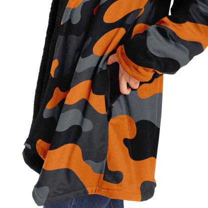 Camo Cloak | Orange, Black, & Gray Camouflage | Microfleece