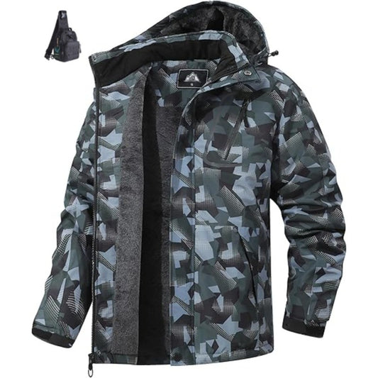 Men's Mountain Coat, Super Warm Fleece, Snow Hooded Jacket