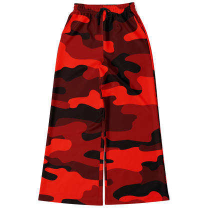 Camo Wide Leg Pants | Scarlet Red & Black Camouflage