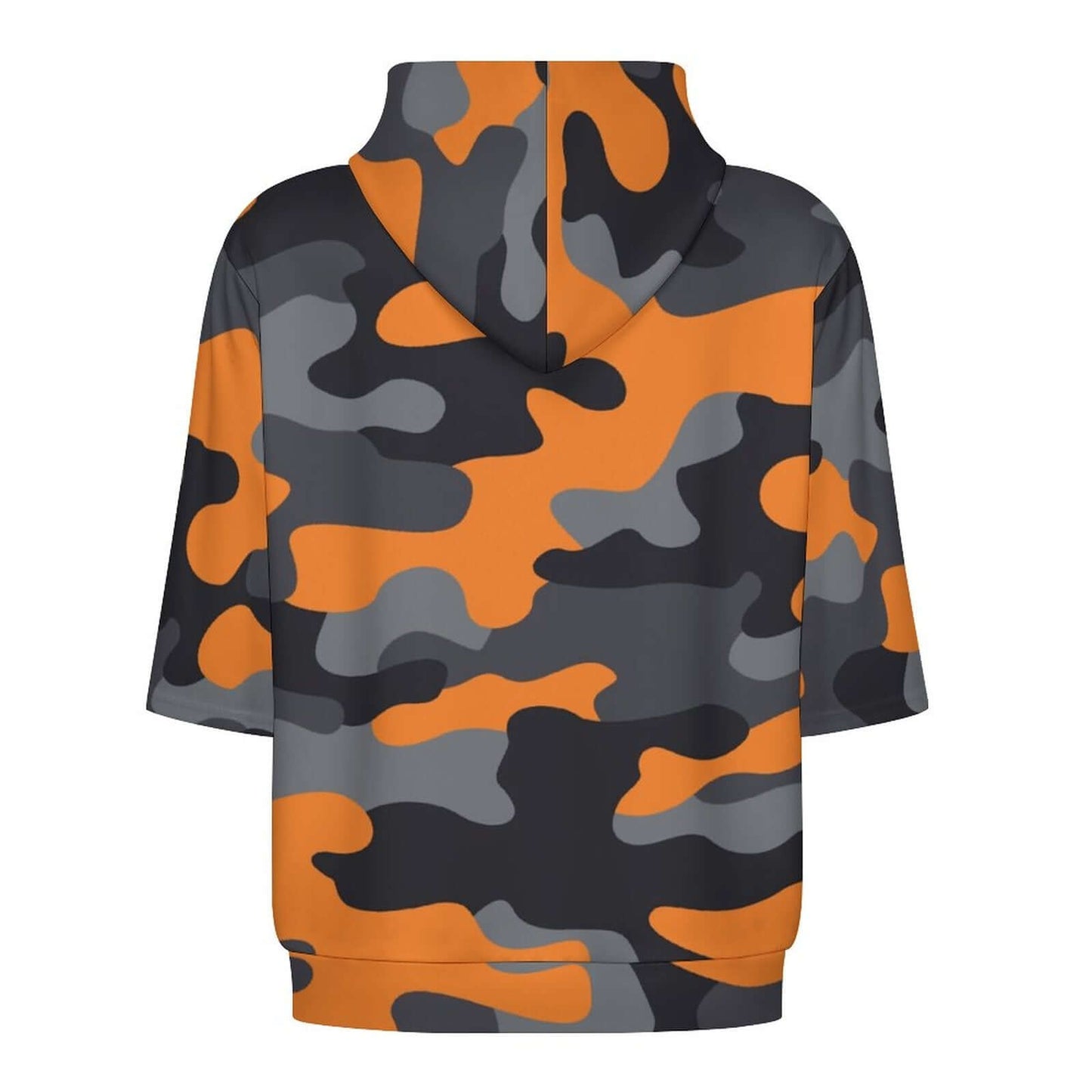 Short Sleeve Hoodie | Orange, Gray & Black Camouflage