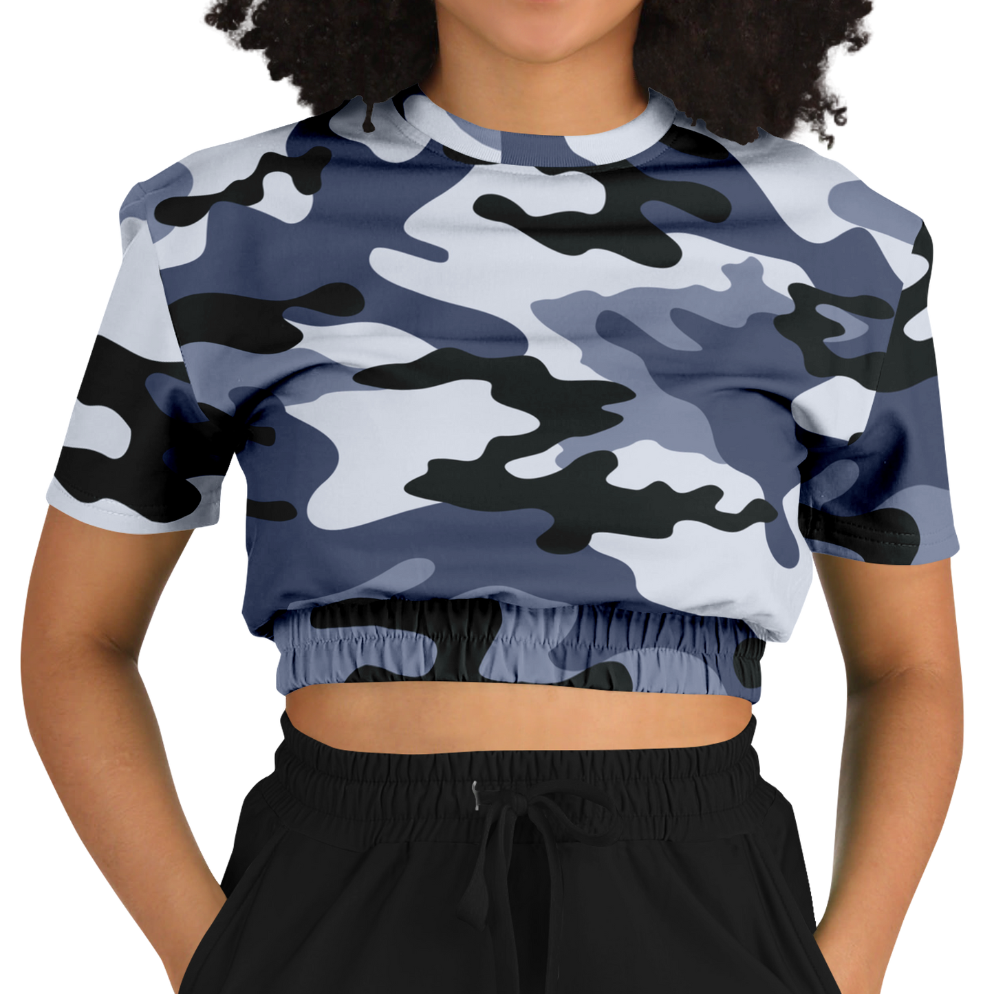 Camo Crop Top Sweatshirt | Light Blue Camouflage