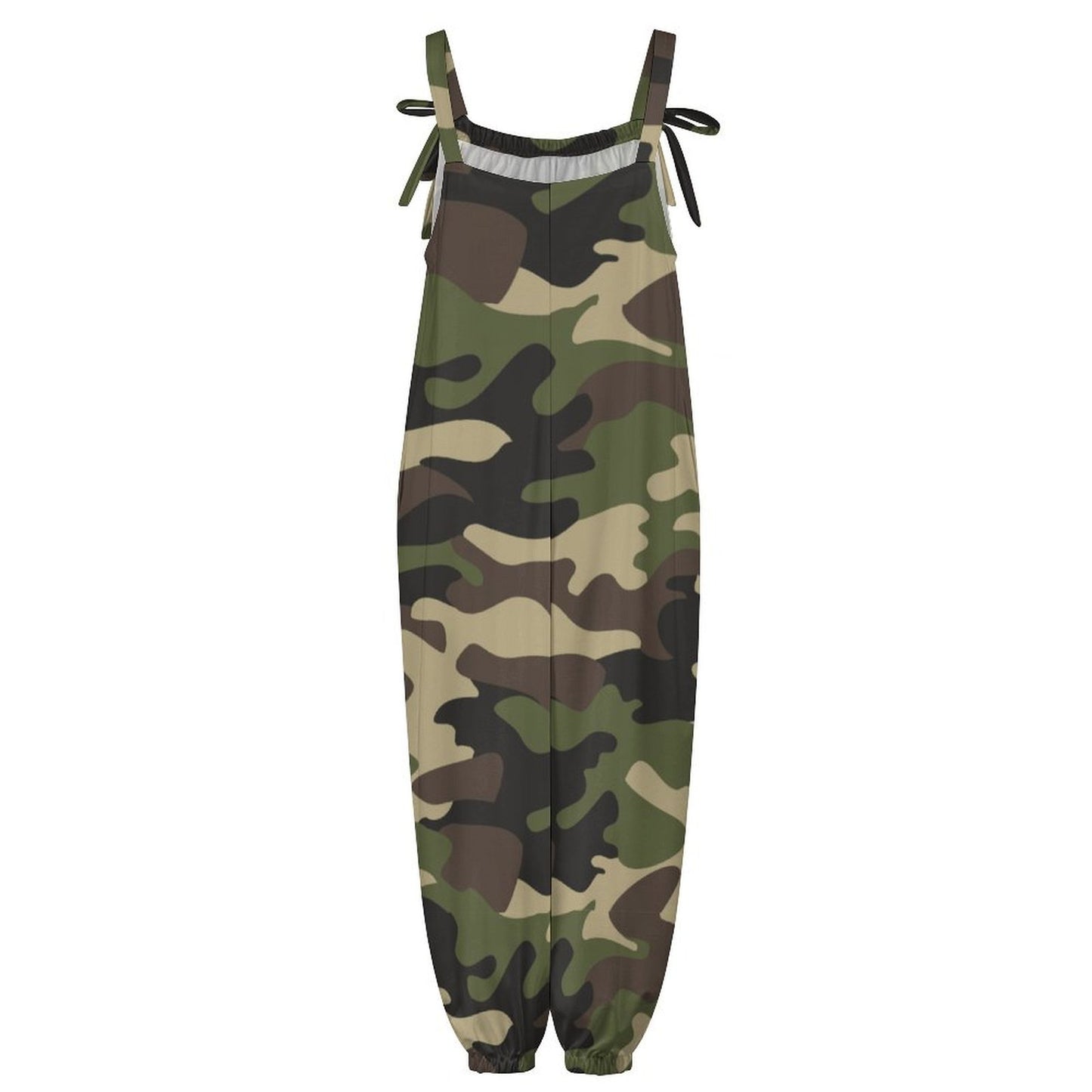 Women's Green Camo Jumpsuit | Baggy Overalls, Loose-Fit Romper