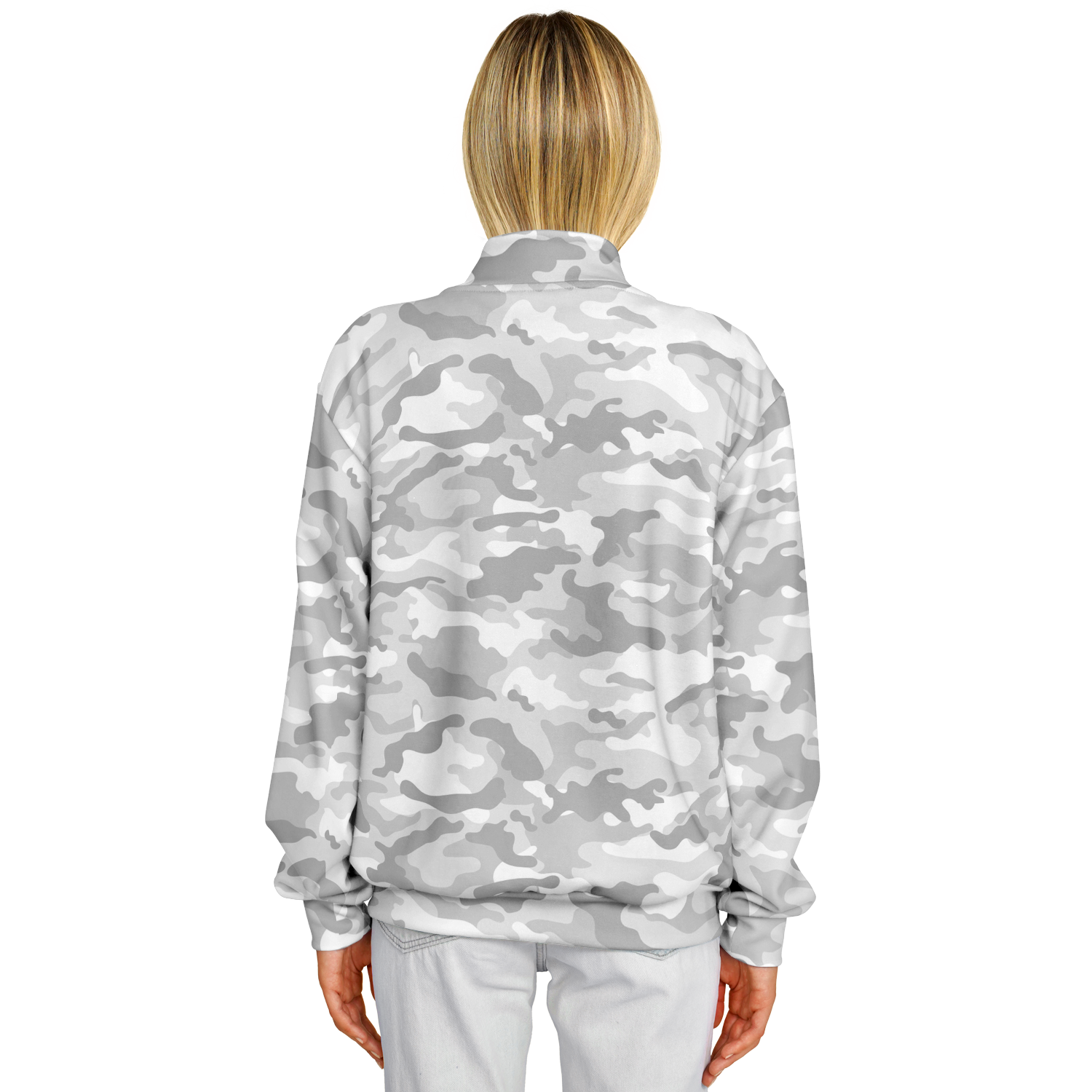 Snow Camo Jacket | Heavyweight Baseball | White & Light Grey