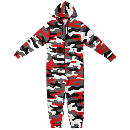 Camo Onesie | Red, Black, and White Camouflage